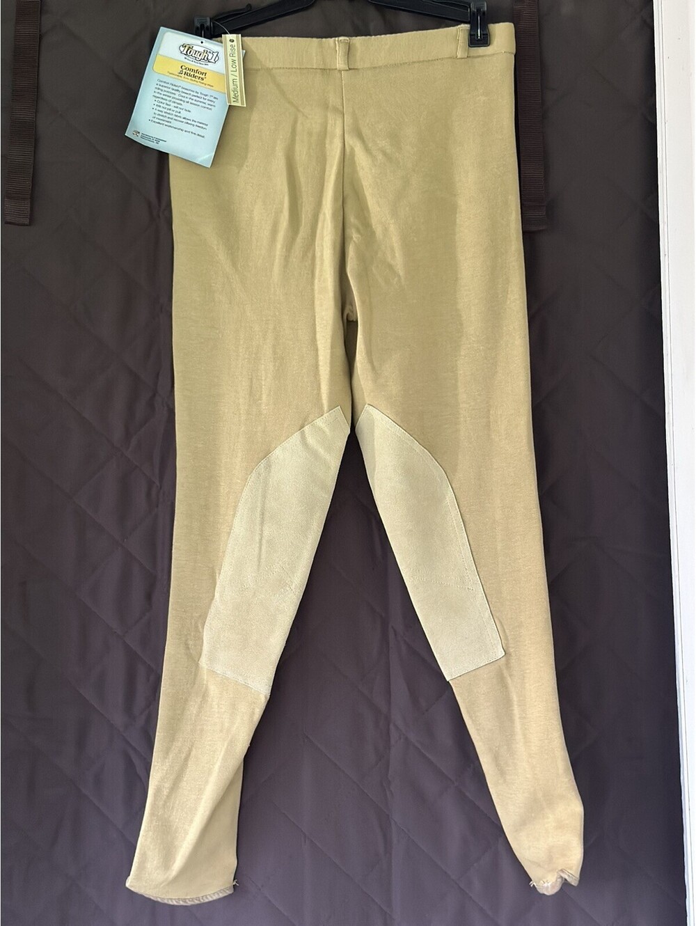NWT Tough 1 Comfort Rider English Riding Breeches Tan Medium Low Rise Knee Patch